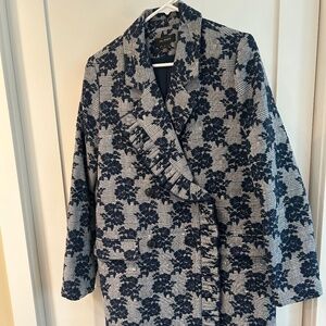 HALOGEN Brand (Nordstrom) Ruffle Front, Floral, Fall Peacoat/Topper (NWT)
